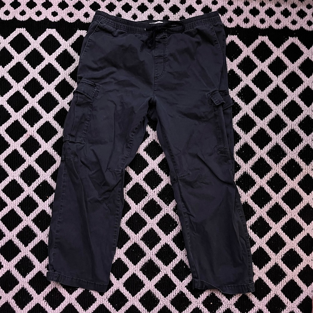 Pacsun XL Black Baggy Cargo Pants Drawstring 40-42